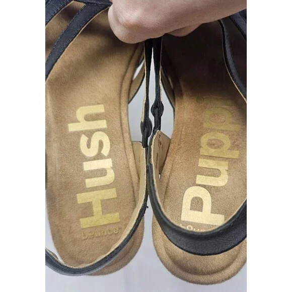 Hush Puppies Ridley Leather Fisherman Slingback Sandals Black Women's Sz 11 NEW - Picture 9 of 14